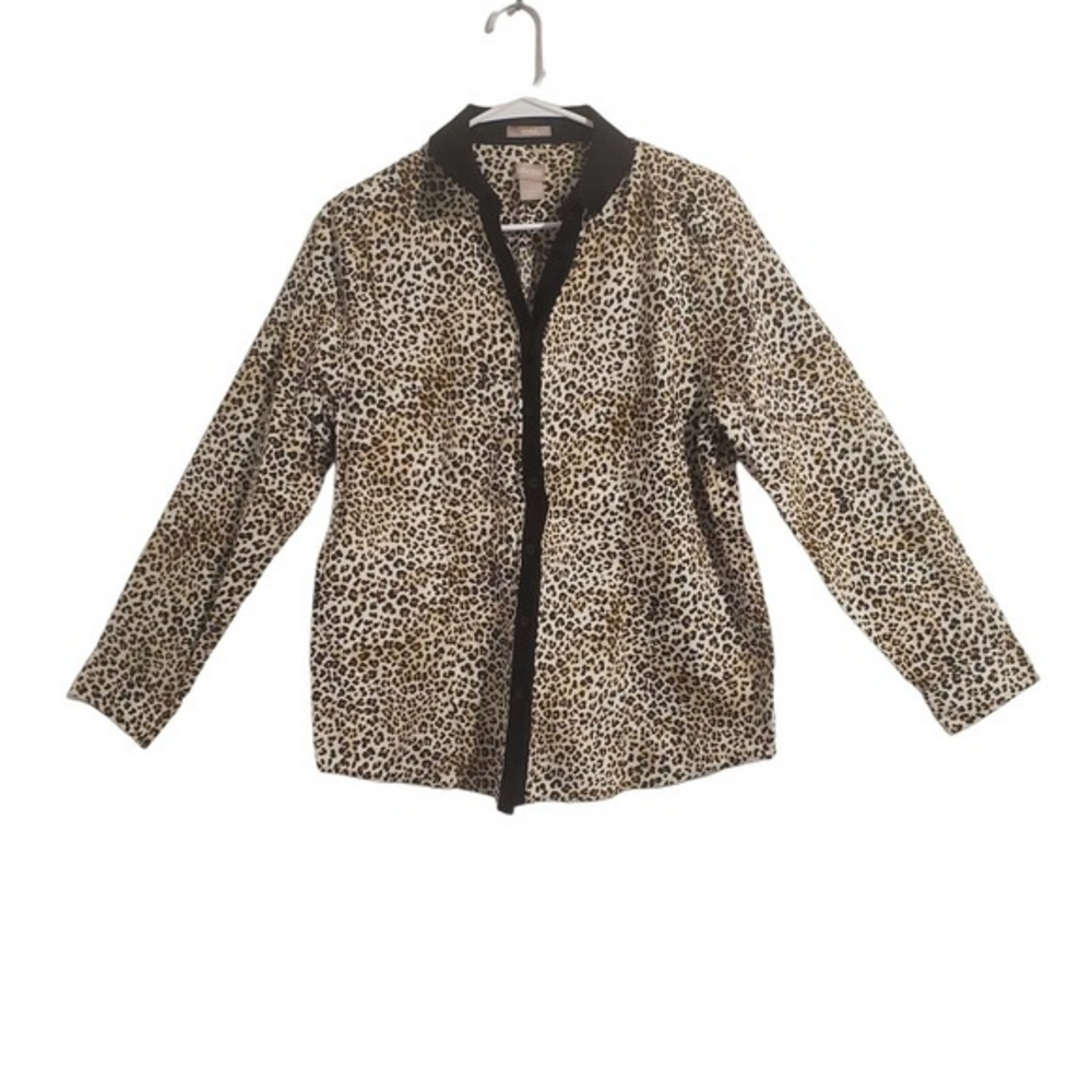 Chico's No Iron Animal Print Button Womens Shirt Size‎ 1